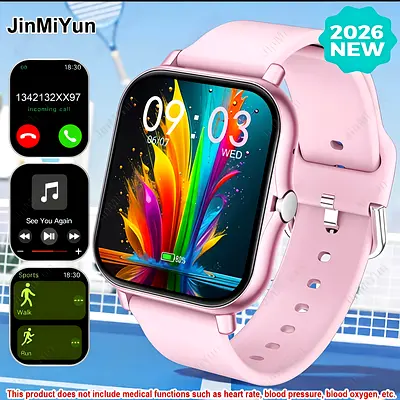 Smartwatch with 180mAh Battery — White Strap, Fitness  Sleep Tracking