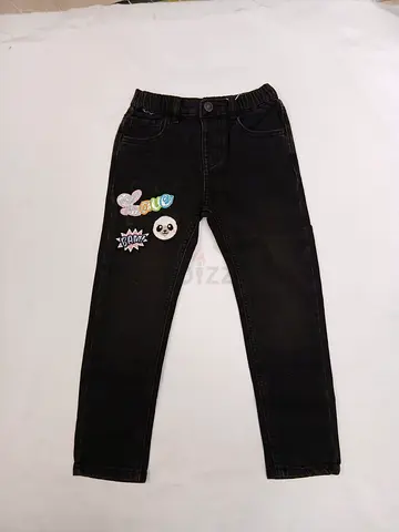 Customized Blue and Black Kids Jeans with Fun Patches - Size 6 months to 6 years