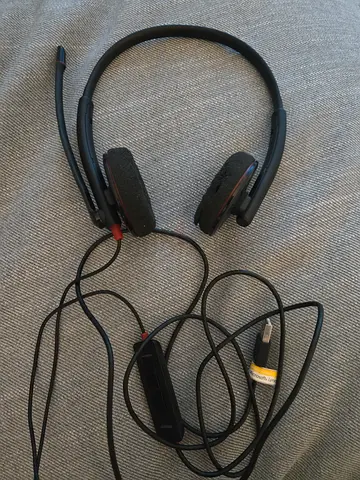 Wired over-the-head headset with microphone — used, working