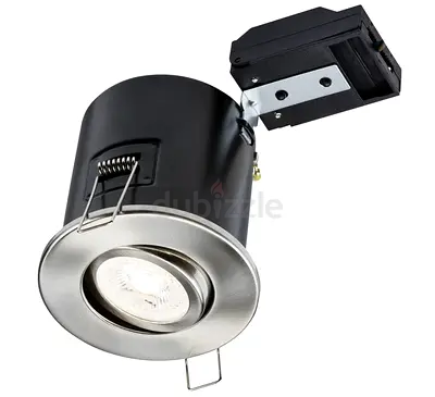 3x Knightsbridge 230V IP20 Tilt GU10 Fire-Rated Downlight, Brushed Chrome (BRAND NEW)