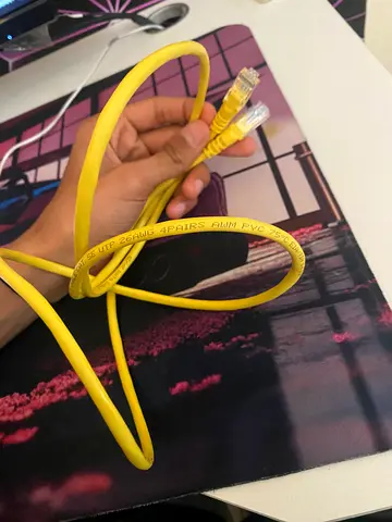 Yellow Ethernet RJ45 Cat5e Network Cable - 1.5m (Good Condition)