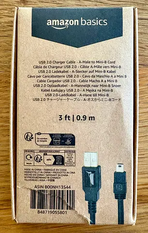 Amazon Basics USB 2.0 Charger Cable (A-Male to Mini-B Cord)