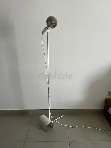 Minimal White Floor Lamp with Adjustable Arm