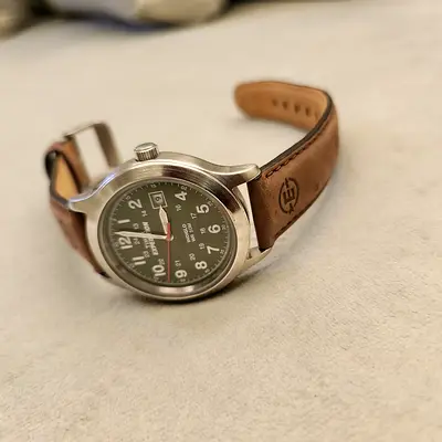 Timex Expedition Field Watch with Brown Leather Strap - Good Condition