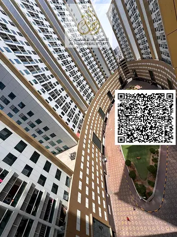 For annual rent in Ajman, Al Rashidiya Pearl Towers: two bedrooms, a living room, two bathrooms, an