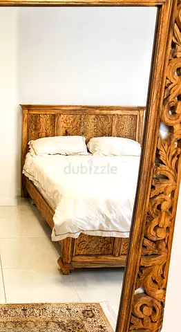 Hand-Carved Mango Wood Bed Frame