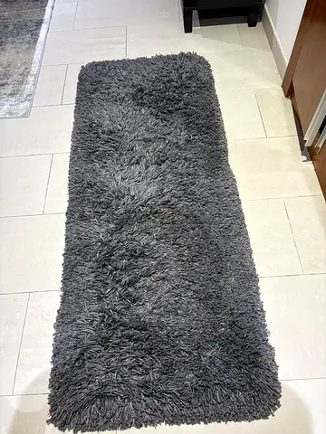 IKEA 56x150 Gray Shaggy Runner Rug - Soft High-Pile Carpet