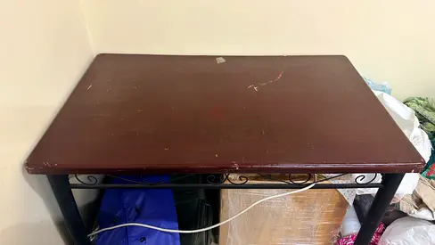 4 seater strong wooden table with 3 chairs