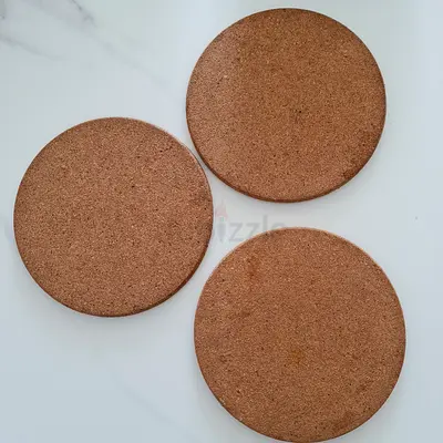 Set of 3 Round Cork Coasters — Good Condition