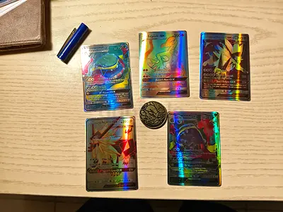 Lot of 5 Holo Pokémon GX Cards + Coin (collectors set)
