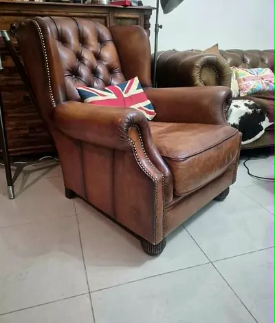 Leather Chesterfield Wingback Armchair
