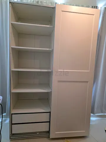 IKEA white tall wardrobe cabinet with shelves and drawers 150×236