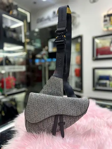 Christian Dior Grey Oblique Jacquard Saddle Bag (Authentic/PreOwned)