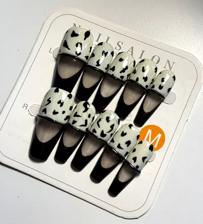 Set of Press-On False Nails Cow Print Tip