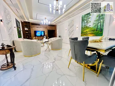 Furnished super deluxe apartment for rent, 3 rooms, large area, plus maid's room