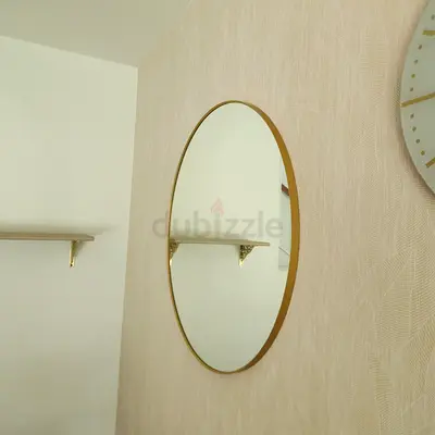 Round Gold Framed Wall Mirror - Modern Minimalist