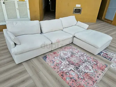 Swin feather 🪶 filled modular sofa with footstool