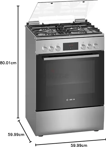 Bosch 60cm Freestanding Gas Cooker with Oven - Stainless Steel