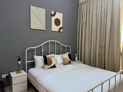 Almost new IKEA king bed with mattress 180cm x 200cm. Pick up from khalifa city