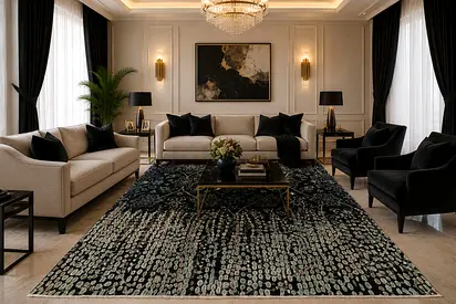1.8x2.7m 6x9 ft hand knotted Afghan Large Modern Black  Gray Abstract Area Rug carpet