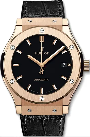 Hublot classic fusion black dial and black leather strap