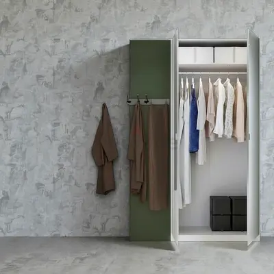 Two-Door White Wardrobe - Mirror Doors