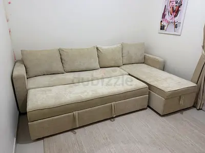 L-shaped Sofa Bed with Storage - Like New Condition