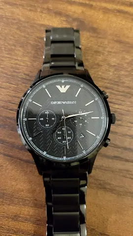 Emporio Armani mens black stainless steel chronograph watch - used