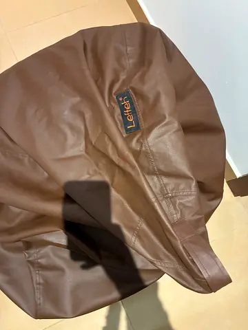 Brown leather-look bean bag chair (single) - good condition