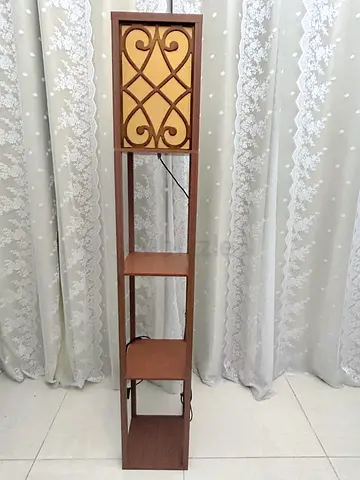 Elegant corner lamp with storage shelves. Perfect mix of style  functionality!