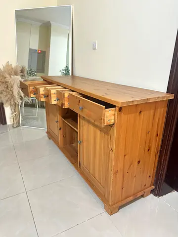 Solid Pine Wooden Sideboard / Storage Cabinet - Good Condition from IKEA, small scratches are there