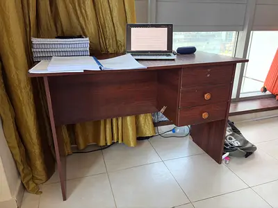 Used Wooden Study Desk with Drawers - Compact Office Table