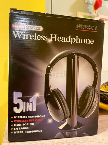Wireless Over-Ear Headphones with FM Radio  Wired Option (5-in-1) - New in Box