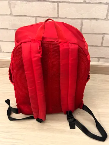 Red everyday backpack — lightweight, padded straps