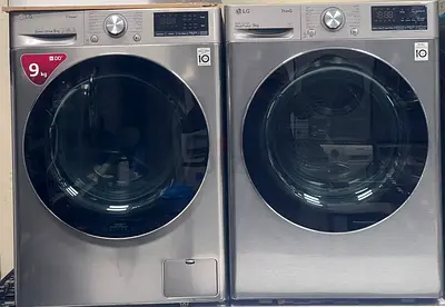 LG Front Load Washer and Dryer Set - Stainless Steel, 9kg