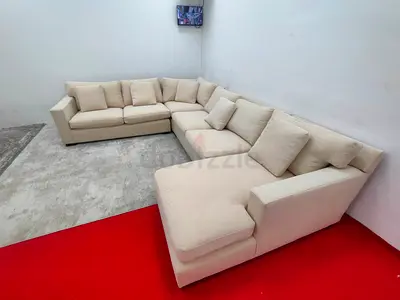 Crate and barrel beige color Ushape sofa for sale