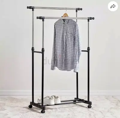 Double Rail Clothes Rack on Wheels - Portable Garment Stand (clothing stand)