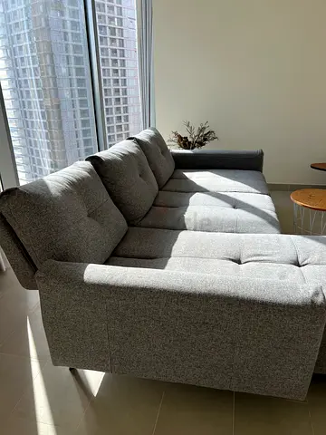 Grey 3-Seater Fabric Corner Sofa Bed with Extendable Backrests (Pet Free)