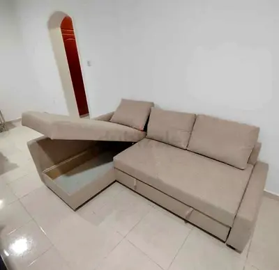 Ikea L Shape Sofa cum bed with big storage in L , and You can fix the L left and right any side