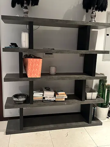 Large modern open bookshelf/shelving unit - dark wood finish