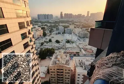 شقة غرفتين وصالة ايجار سنوي ابراج الفالكون عجمان الراشدية 2 طابق مرتفع مع الباركن إطلالة مفتوحة