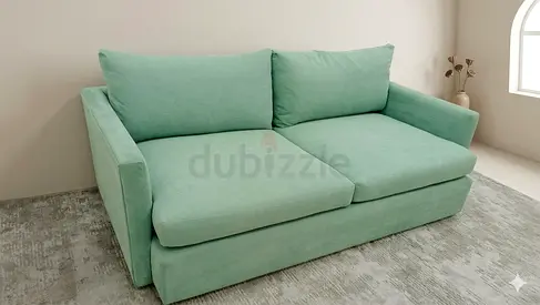 Green color crate and barrel lounge Deep 3 seater sofa
