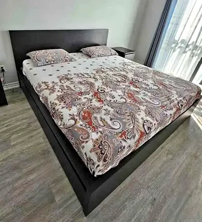 IKEA Black MALM King Storage Bed with IKEA Mattress 180 x 200 cm