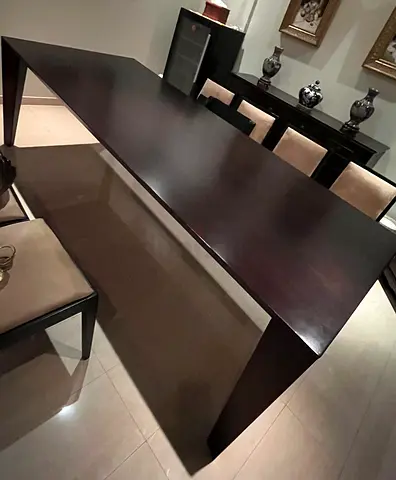 Dark Wood Rectangular Dining Table - Seats 8