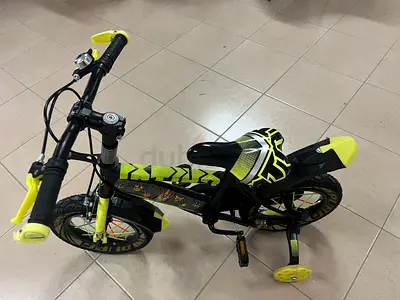 Childrens sports bicycle in black and yellow