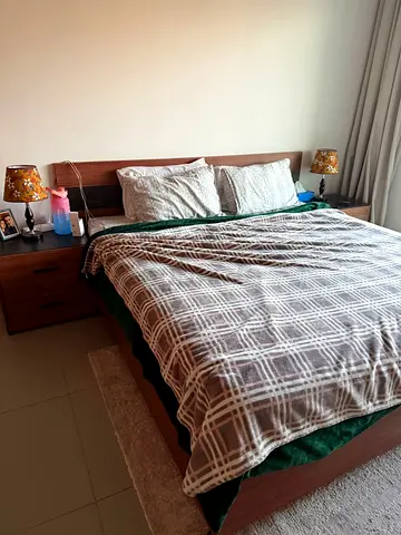 Panhome king size bed + side tables + dresser + mattress