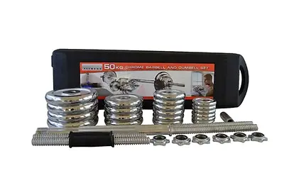 50KG Cast Iron Dumbbell/Barbell Set for Home Gym Workout - Brand New