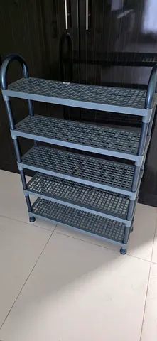 5-Tier Shoe Rack Organizer — Blue/Grey, Good Condition
