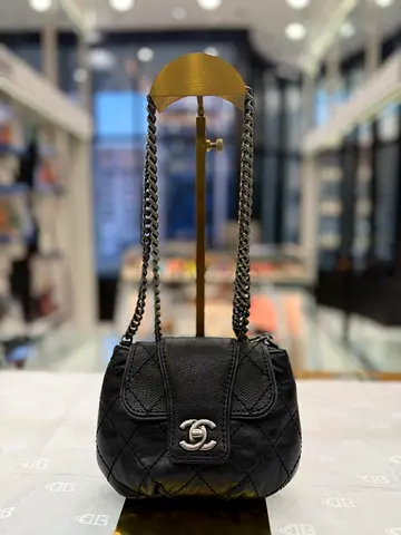 Chanel Black Calfskin Bubble Graphic Messenger Bag (Authentic/PreOwned)
