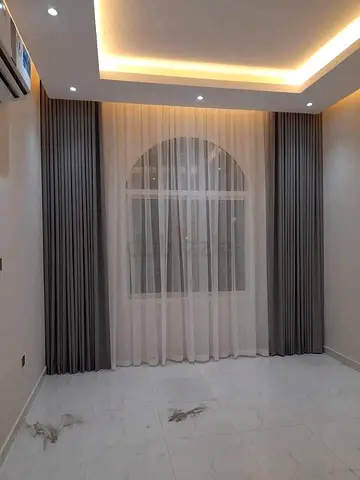Full-Length Grey Curtains with Sheer White Panels - Like New